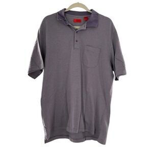 Izod Golf Mens Striped Polo Shirt Large Pima Cotton Gray Lightweight Athletic